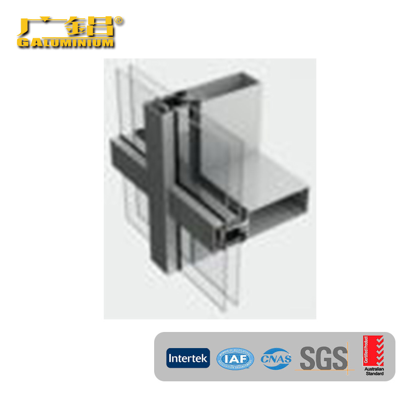 Gray Aluminum Energy-saving Curtain Wall na may Nakikitang Frame